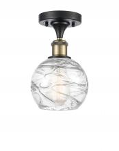  516-1C-BAB-G1213-6 - Athens Deco Swirl - 1 Light - 6 inch - Black Antique Brass - Semi-Flush Mount