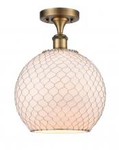  516-1C-BB-G121-10CSN - Farmhouse Chicken Wire - 1 Light - 10 inch - Brushed Brass - Semi-Flush Mount