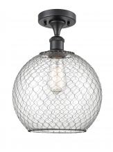  516-1C-BK-G122-10CBK - Farmhouse Chicken Wire - 1 Light - 10 inch - Matte Black - Semi-Flush Mount