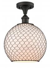  516-1C-OB-G121-10CBK - Farmhouse Chicken Wire - 1 Light - 10 inch - Oil Rubbed Bronze - Semi-Flush Mount