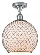  516-1C-PC-G121-10CBK - Farmhouse Chicken Wire - 1 Light - 10 inch - Polished Chrome - Semi-Flush Mount