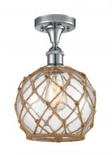  516-1C-PC-G122-8RB - Farmhouse Rope - 1 Light - 8 inch - Polished Chrome - Semi-Flush Mount