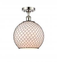  516-1C-PN-G121-10CBK - Farmhouse Chicken Wire - 1 Light - 10 inch - Polished Nickel - Semi-Flush Mount