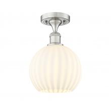  516-1C-SN-G1217-8WV - White Venetian - 1 Light - 8 inch - Brushed Satin Nickel - Semi-Flush Mount