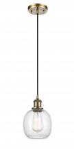  516-1P-AB-G104 - Belfast - 1 Light - 6 inch - Antique Brass - Cord hung - Mini Pendant