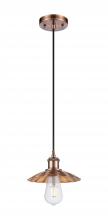  516-1P-AC-M17-AC - Scallop - 1 Light - 8 inch - Antique Copper - Cord Hung - Mini Pendant