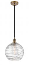  516-1P-BB-G1213-10 - Athens Deco Swirl - 1 Light - 10 inch - Brushed Brass - Cord hung - Mini Pendant