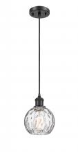  516-1P-BK-G1215-6 - Athens Water Glass - 1 Light - 6 inch - Matte Black - Cord hung - Mini Pendant