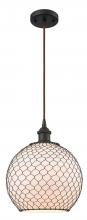  516-1P-OB-G121-10CBK - Farmhouse Chicken Wire - 1 Light - 10 inch - Oil Rubbed Bronze - Cord hung - Mini Pendant