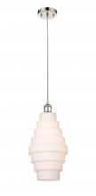  516-1P-PN-G671-8 - Cascade - 1 Light - 8 inch - Polished Nickel - Cord hung - Mini Pendant