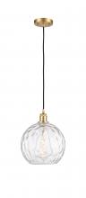  516-1P-SG-G1215-10 - Athens Water Glass - 1 Light - 10 inch - Satin Gold - Cord hung - Mini Pendant