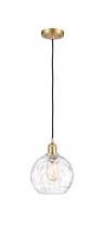  516-1P-SG-G1215-8 - Athens Water Glass - 1 Light - 8 inch - Satin Gold - Cord hung - Mini Pendant