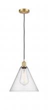  516-1P-SG-GBC-124 - Berkshire - 1 Light - 12 inch - Satin Gold - Cord hung - Mini Pendant