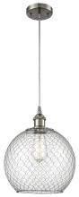  516-1P-SN-G122-10CSN - Farmhouse Chicken Wire - 1 Light - 10 inch - Brushed Satin Nickel - Cord hung - Mini Pendant