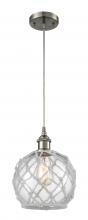  516-1P-SN-G122-8RW - Farmhouse Rope - 1 Light - 8 inch - Brushed Satin Nickel - Cord hung - Mini Pendant