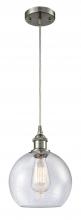  516-1P-SN-G124-LED - Athens - 1 Light - 8 inch - Brushed Satin Nickel - Cord hung - Mini Pendant