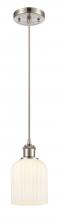  516-1P-SN-G559-5GWH - Bridal Veil - 1 Light - 5 inch - Brushed Satin Nickel - Cord hung - Mini Pendant