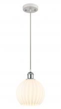  516-1P-WPC-G1217-8WV - White Venetian - 1 Light - 8 inch - White Polished Chrome - Cord Hung - Mini Pendant