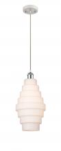  516-1P-WPC-G671-8 - Cascade - 1 Light - 8 inch - White Polished Chrome - Cord hung - Mini Pendant