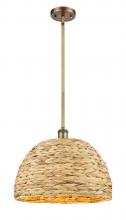  516-1S-BB-RBD-16-NAT - Woven Rattan - 1 Light - 16 inch - Brushed Brass - Mini Pendant