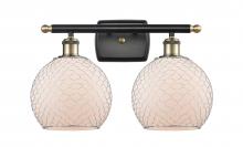  516-2W-BAB-G121-8CSN - Farmhouse Chicken Wire - 2 Light - 18 inch - Black Antique Brass - Bath Vanity Light