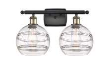  516-2W-BAB-G556-8CL - Rochester - 2 Light - 18 inch - Black Antique Brass - Bath Vanity Light