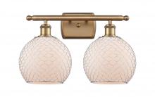  516-2W-BB-G121-8CSN - Farmhouse Chicken Wire - 2 Light - 18 inch - Brushed Brass - Bath Vanity Light