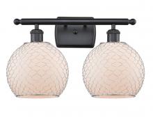  516-2W-BK-G121-8CSN - Farmhouse Chicken Wire - 2 Light - 18 inch - Matte Black - Bath Vanity Light