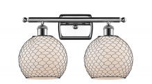  516-2W-PC-G121-8CBK - Farmhouse Chicken Wire - 2 Light - 18 inch - Polished Chrome - Bath Vanity Light