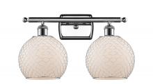  516-2W-PC-G121-8CSN - Farmhouse Chicken Wire - 2 Light - 18 inch - Polished Chrome - Bath Vanity Light