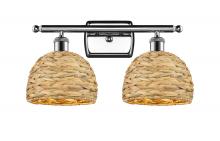  516-2W-PC-RBD-8-NAT - Woven Rattan - 2 Light - 18 inch - Polished Chrome - Bath Vanity Light