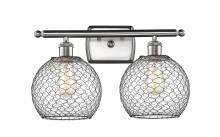  516-2W-SN-G122-8CBK - Farmhouse Chicken Wire - 2 Light - 18 inch - Brushed Satin Nickel - Bath Vanity Light