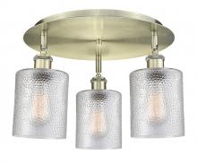  516-3C-AB-G112 - Cobbleskill - 3 Light - 17 inch - Antique Brass - Flush Mount