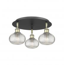 Innovations Lighting 516-3C-BAB-G555-6CL - Ithaca - 3 Light - 18 inch - Black Antique Brass - Flush Mount