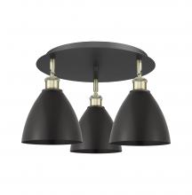  516-3C-BAB-MBD-75-BK - Bristol - 3 Light - 19 inch - Black Antique Brass - Flush Mount