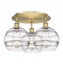  516-3C-BB-G556-10CL - Rochester - 3 Light - 22 inch - Brushed Brass - Flush Mount