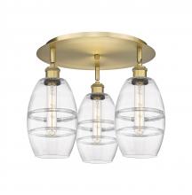  516-3C-BB-G557-6CL - Vaz - 3 Light - 18 inch - Brushed Brass - Flush Mount