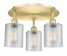  516-3C-SG-G112 - Cobbleskill - 3 Light - 17 inch - Satin Gold - Flush Mount