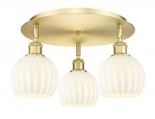  516-3C-SG-G1217-6WV - White Venetian - 3 Light - 18 inch - Satin Gold - Flush Mount