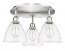  516-3C-SN-GBD-752 - Bristol - 3 Light - 19 inch - Satin Nickel - Flush Mount