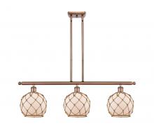  516-3I-AC-G121-8RB - Farmhouse Rope - 3 Light - 36 inch - Antique Copper - Cord hung - Island Light