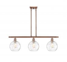  516-3I-AC-G1215-8 - Athens Water Glass - 3 Light - 36 inch - Antique Copper - Cord hung - Island Light