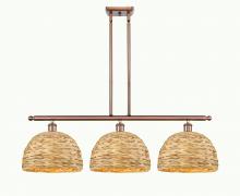  516-3I-AC-RBD-12-NAT - Woven Rattan - 3 Light - 39 inch - Antique Copper - Multi Pendant