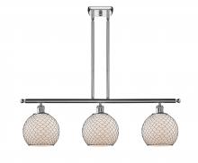  516-3I-PC-G121-8CBK - Farmhouse Chicken Wire - 3 Light - 36 inch - Polished Chrome - Cord hung - Island Light