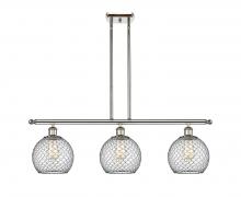  516-3I-PN-G122-8CBK - Farmhouse Chicken Wire - 3 Light - 36 inch - Polished Nickel - Cord hung - Island Light