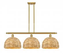  516-3I-SG-RBD-12-NAT - Woven Rattan - 3 Light - 39 inch - Satin Gold - Multi Pendant