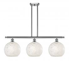  516-3I-SN-G1216-10WM - White Mouchette - 3 Light - 37 inch - Brushed Satin Nickel - Stem Hung - Island Light