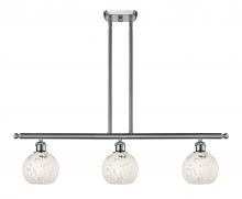  516-3I-SN-G1216-6WM - White Mouchette - 3 Light - 36 inch - Brushed Satin Nickel - Stem Hung - Island Light