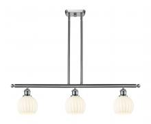  516-3I-SN-G1217-6WV - White Venetian - 3 Light - 36 inch - Brushed Satin Nickel - Stem Hung - Island Light