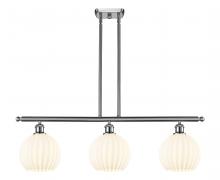  516-3I-SN-G1217-8WV - White Venetian - 3 Light - 36 inch - Brushed Satin Nickel - Stem Hung - Island Light